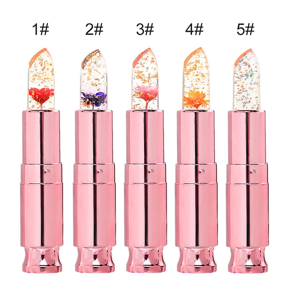 5 Color Flower Lip Balm Temperature Change Color Lipstick Vegan No Logo