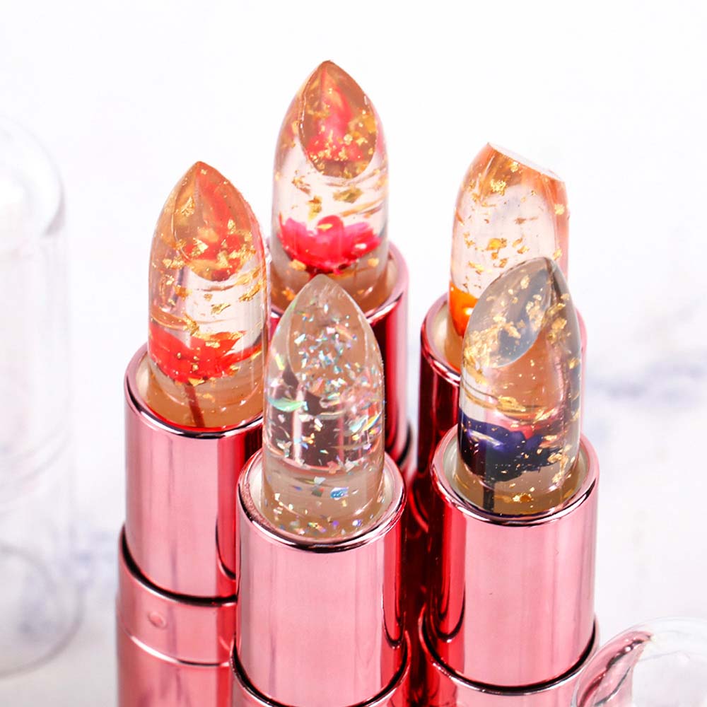 5 Color Flower Lip Balm Temperature Change Color Lipstick Vegan No Logo