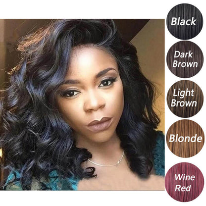 Wigs black curly hair center-parted chemical fiber headgear wig