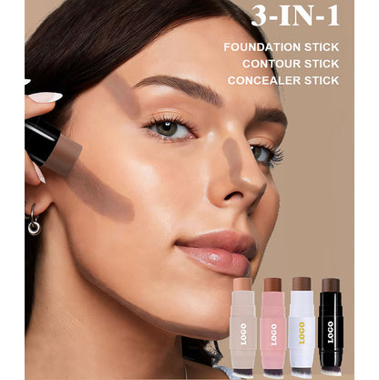 19 Color Concealer Contour Stick With Brush Waterproof Full Cover Black Tube