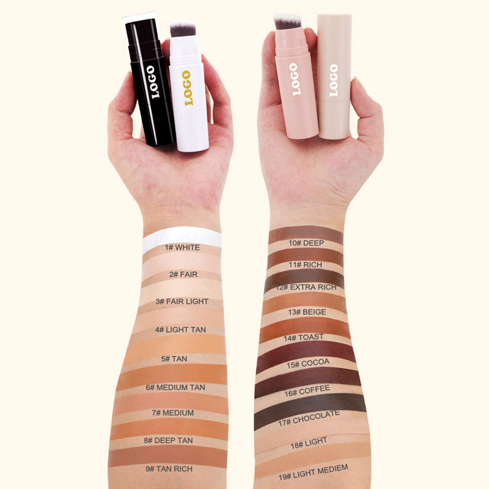 19 Color Concealer Contour Stick With Brush Waterproof Full Cover Black Tube