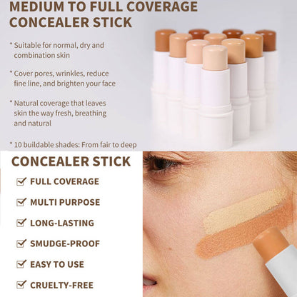 10 color concealer stick long lasting waterproof full coverage white tube