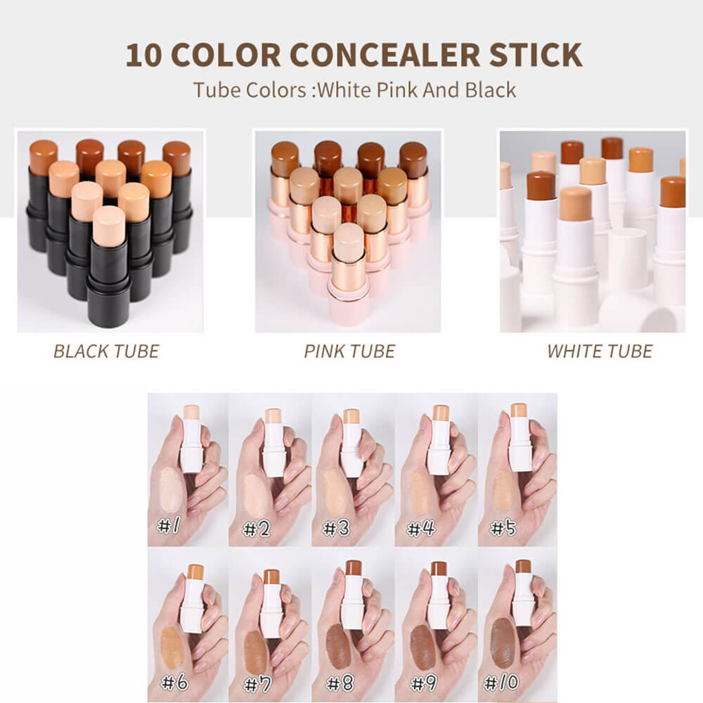 10 color concealer stick long lasting waterproof full coverage white tube