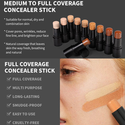 10 color concealer stick waterproof high pigment full coverage black tube