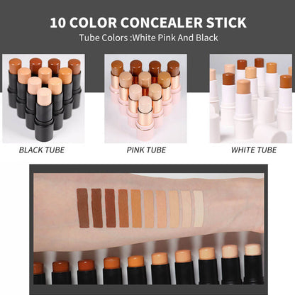 10 color concealer stick waterproof high pigment full coverage black tube