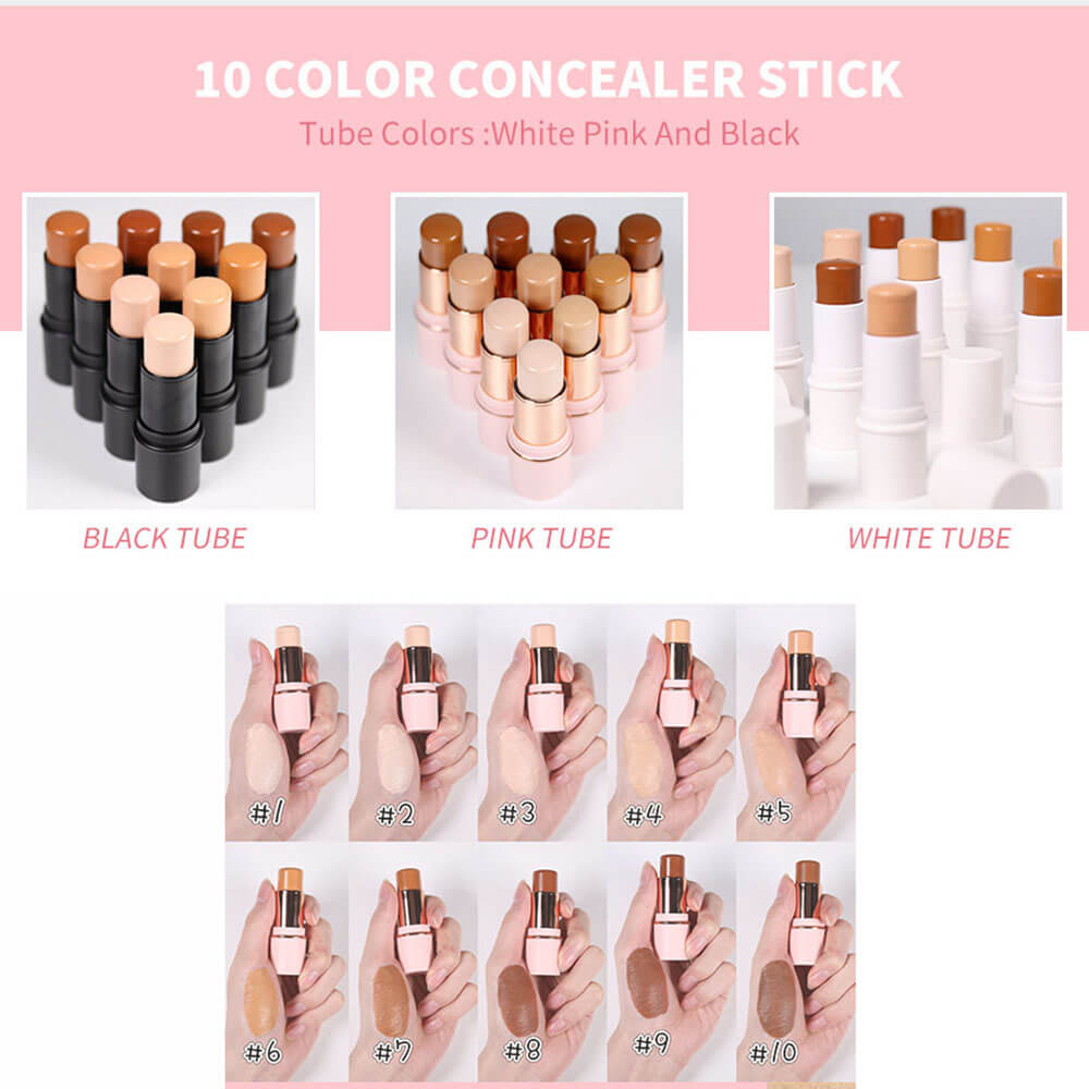 10 color concealer stick natural waterproof full coverage pink tube