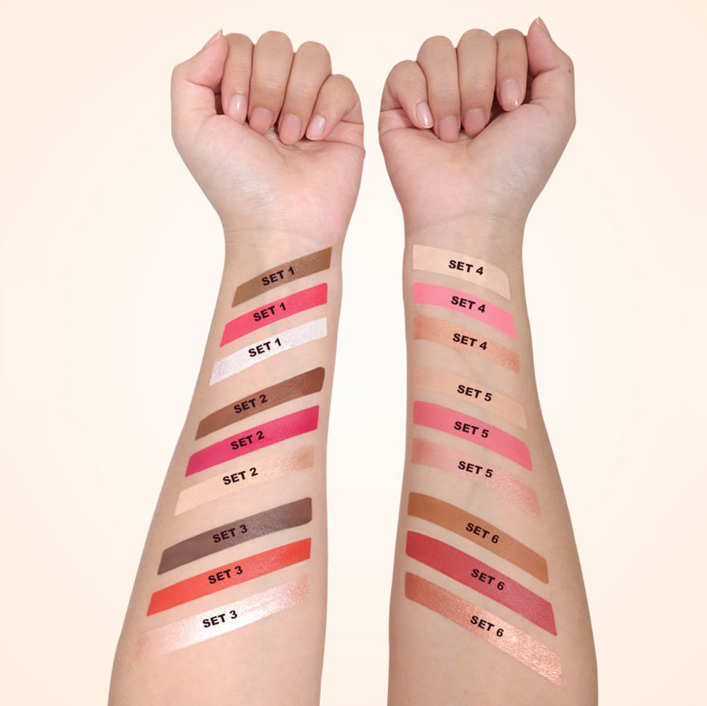3-in-1 Multi-Shade Palette Highlighter & Contour & Blush Long-Lasting High Pigment