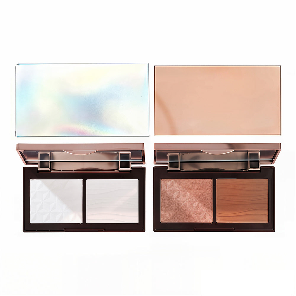 5 Color 2-In-1 Contour Highlighter Blush Palette Pearlescent Powder Vegan