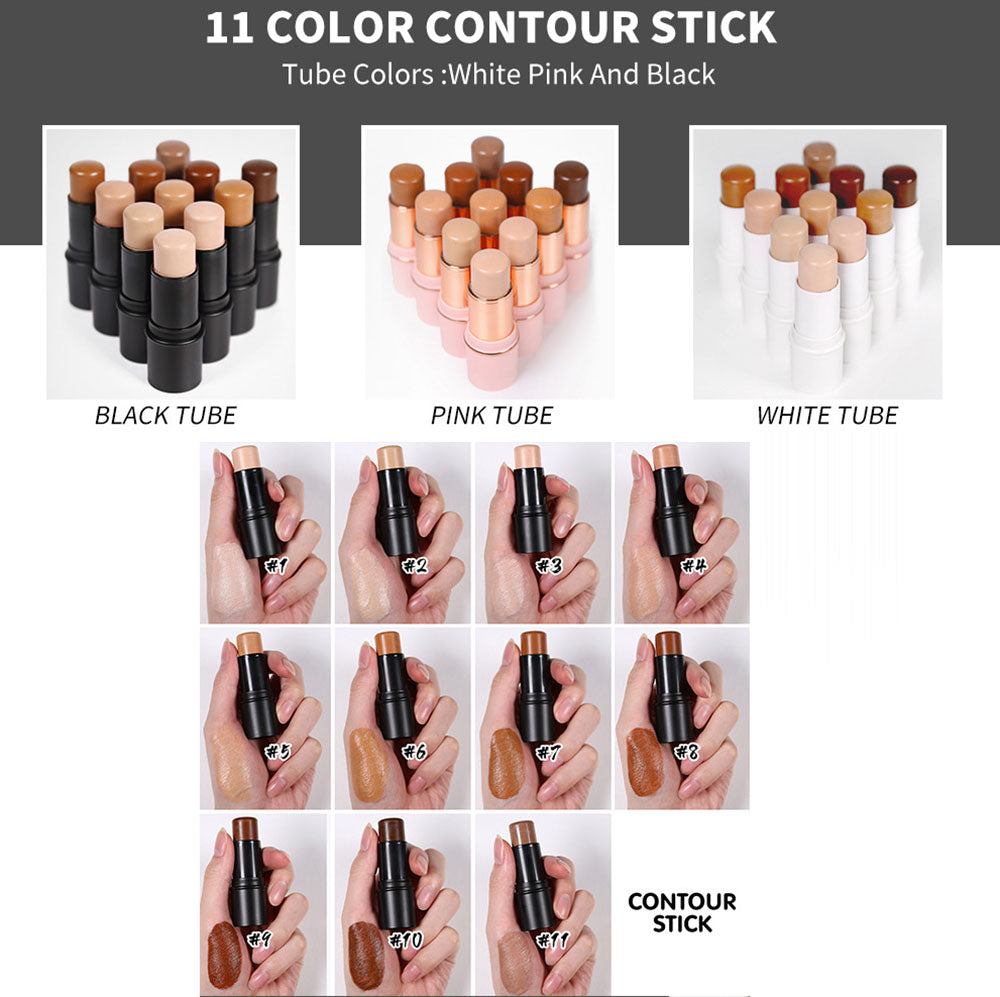 Stylo contouring 11 couleurs, ombre à paupières naturelle pour le nez, waterproof et non testé sur les animaux