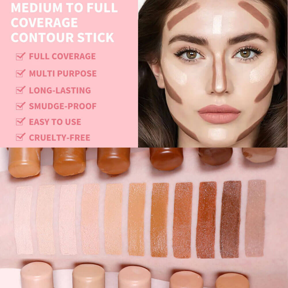 Stylo contouring 11 couleurs, ombre à paupières naturelle pour le nez, waterproof et non testé sur les animaux