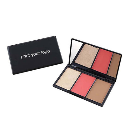 3-In-1 Contour Blush Highlighter Palette High Pigmented Docile Nature No Logo