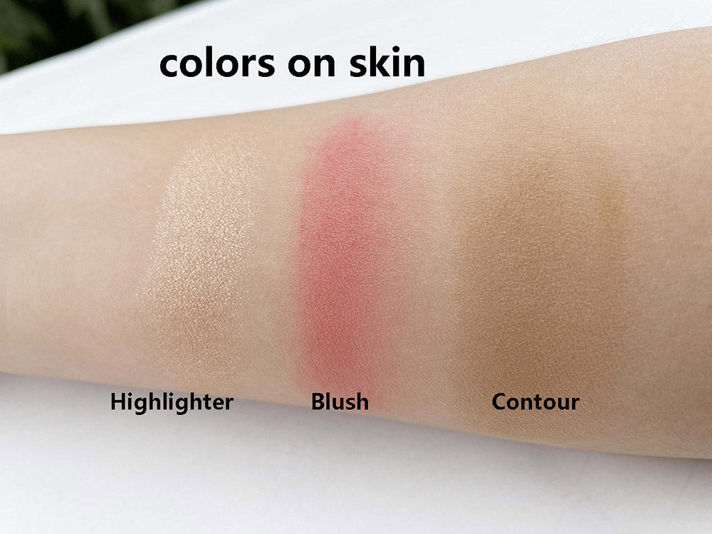 3-In-1 Contour Blush Highlighter Palette High Pigmented Docile Nature No Logo