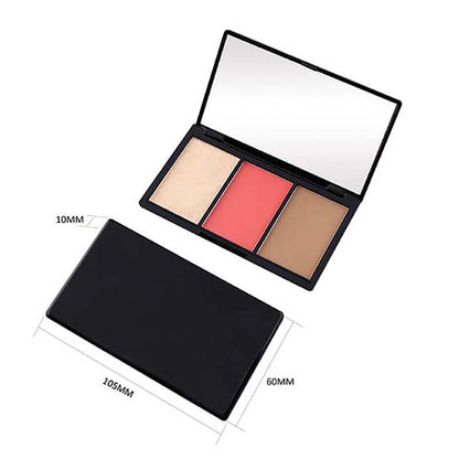 3-In-1 Contour Blush Highlighter Palette High Pigmented Docile Nature No Logo