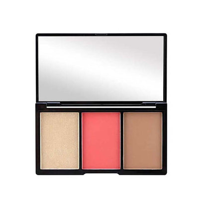 3-In-1 Contour Blush Highlighter Palette High Pigmented Docile Nature No Logo