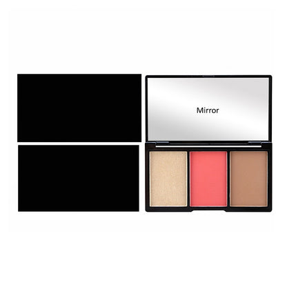 3-In-1 Contour Blush Highlighter Palette High Pigmented Docile Nature No Logo