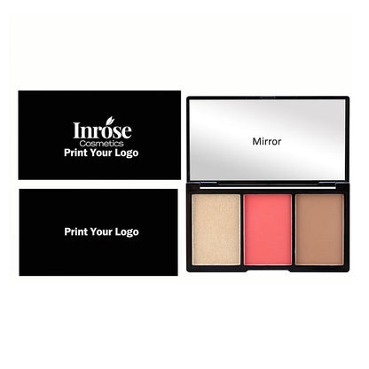 3-In-1 Contour Blush Highlighter Palette High Pigmented Docile Nature No Logo