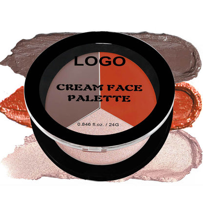 3-in-1 Multi-Shade Palette Highlighter & Contour & Blush Long-Lasting High Pigment