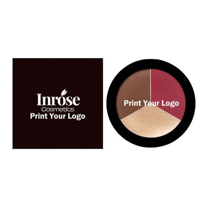 3-in-1 Multi-Shade Palette Highlighter & Contour & Blush Long-Lasting High Pigment