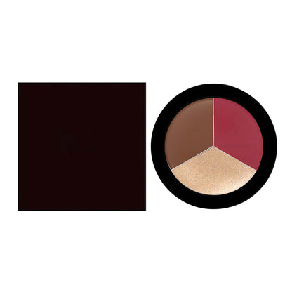 3-in-1 Multi-Shade Palette Highlighter & Contour & Blush Long-Lasting High Pigment