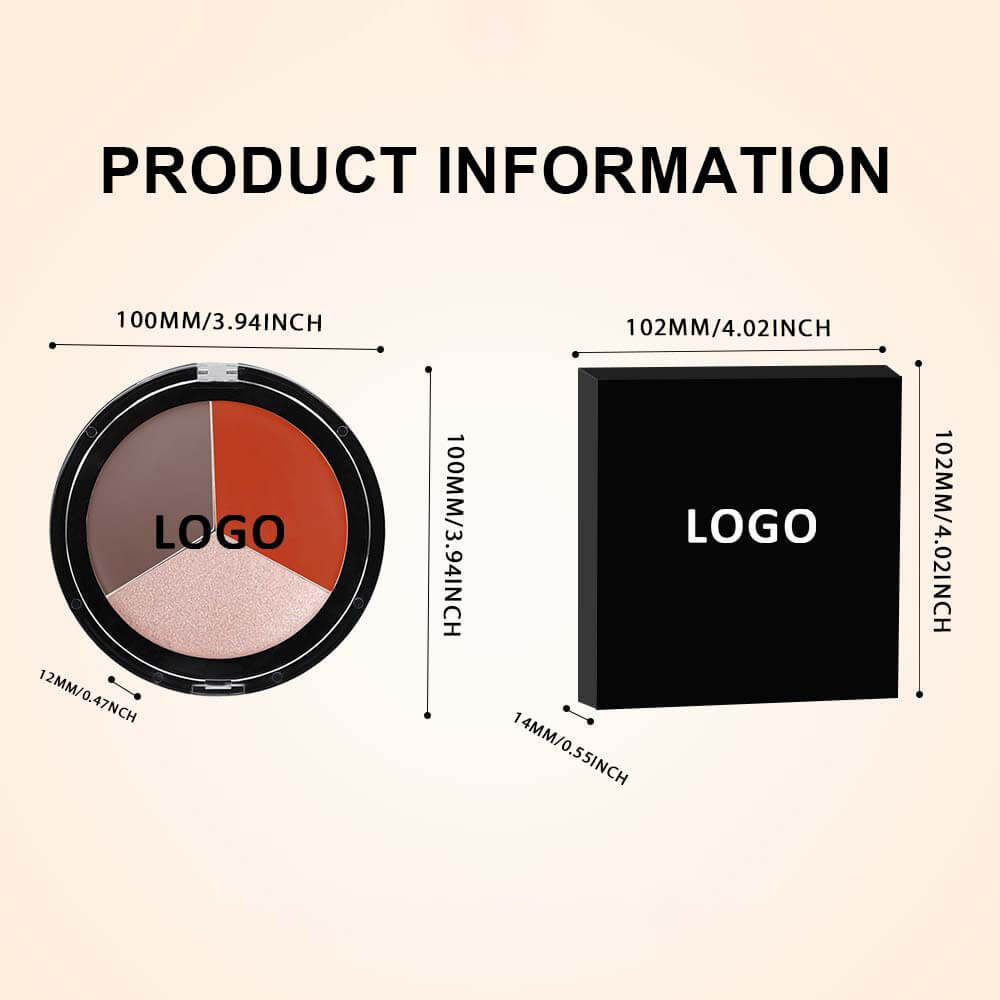 3-in-1 Multi-Shade Palette Highlighter & Contour & Blush Long-Lasting High Pigment