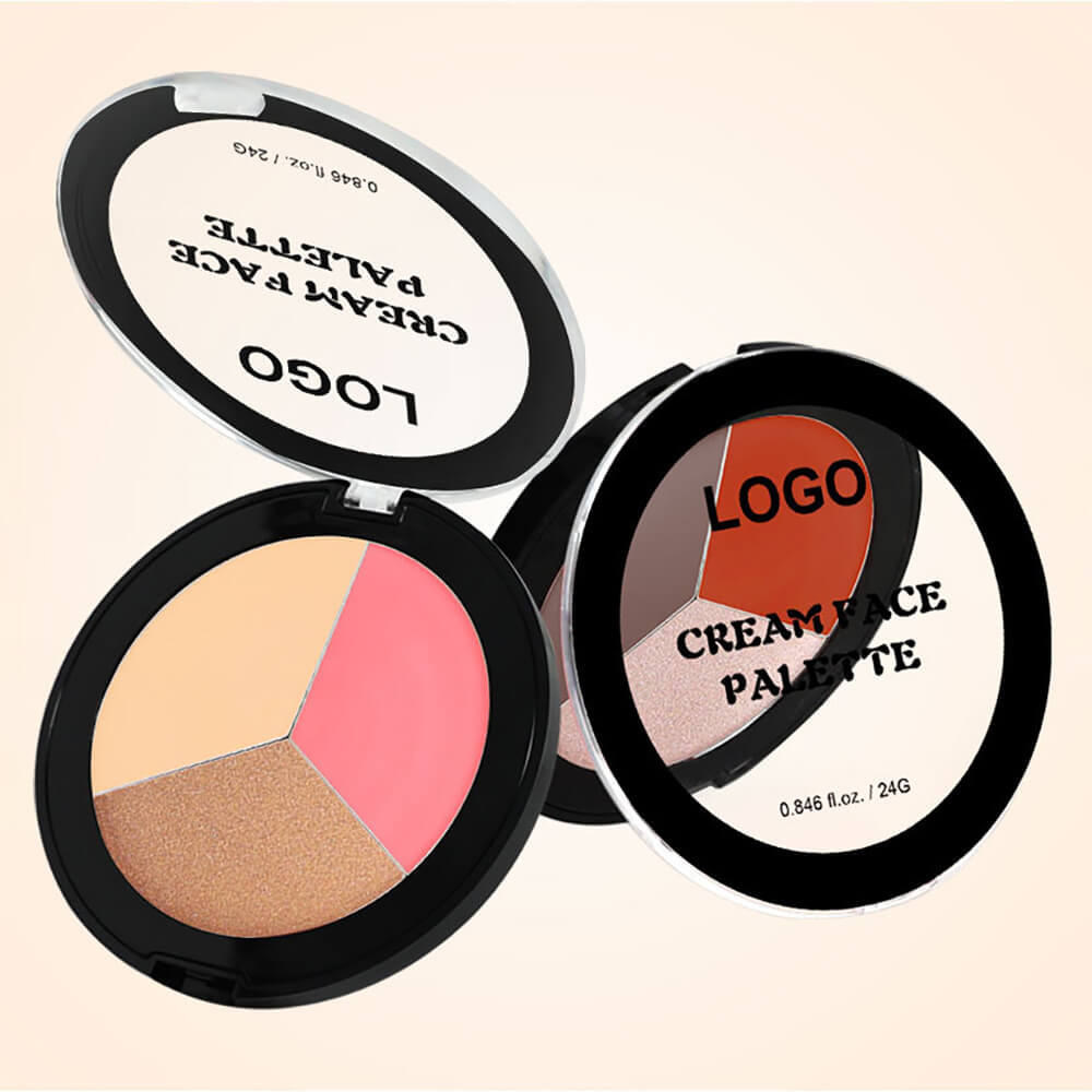3-in-1 Multi-Shade Palette Highlighter & Contour & Blush Long-Lasting High Pigment