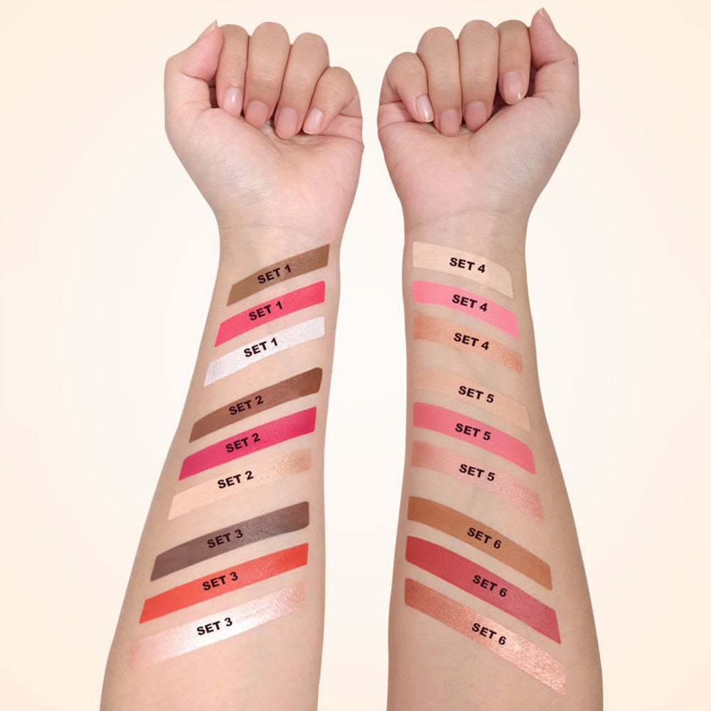 3-in-1 Multi-Shade Palette Highlighter & Contour & Blush Long-Lasting High Pigment