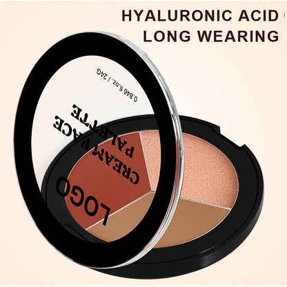 3-in-1 Multi-Shade Palette Highlighter & Contour & Blush Long-Lasting High Pigment