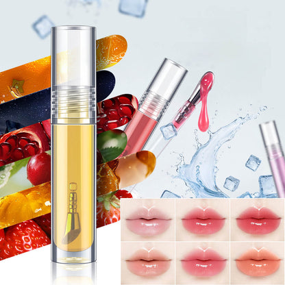 6-Shade "Ice Bomb" Plumping Lip Oil Cooling Dewy Lip Gloss Zinc Alloy Applicator