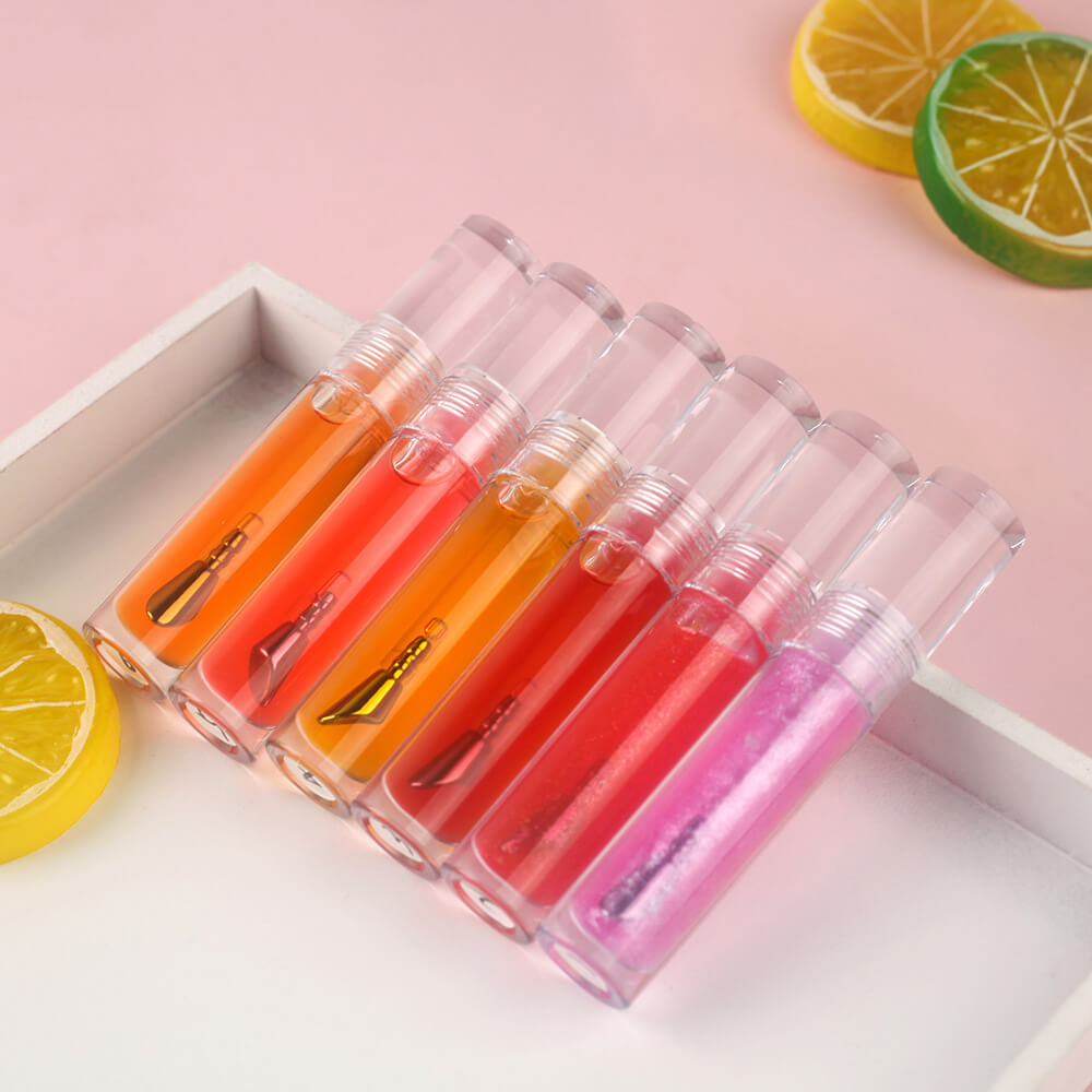 6-Shade "Ice Bomb" Plumping Lip Oil Cooling Dewy Lip Gloss Zinc Alloy Applicator