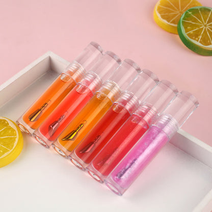 6-Shade "Ice Bomb" Plumping Lip Oil Cooling Dewy Lip Gloss Zinc Alloy Applicator