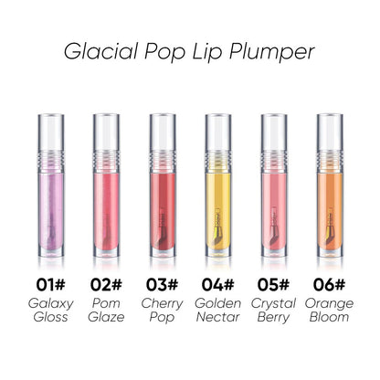 6-Shade "Ice Bomb" Plumping Lip Oil Cooling Dewy Lip Gloss Zinc Alloy Applicator