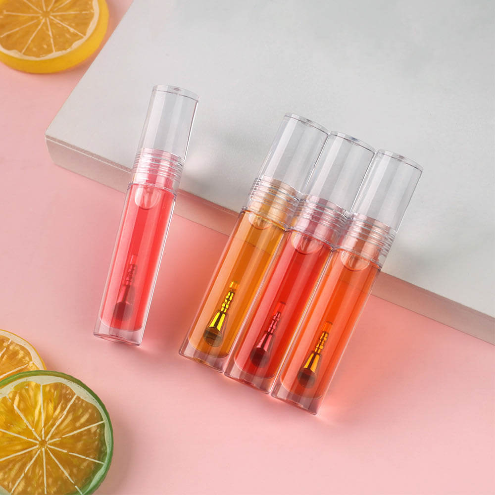 6-Shade "Ice Bomb" Plumping Lip Oil Cooling Dewy Lip Gloss Zinc Alloy Applicator