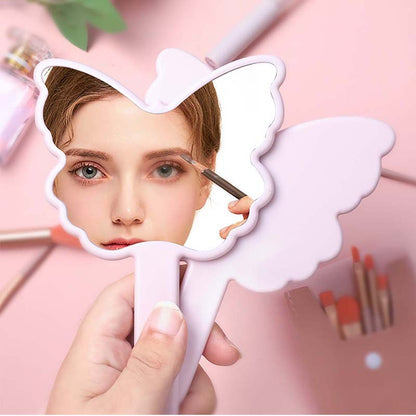 4 color butterfly-shaped handheld makeup mirror portable HD small mirror 20*14cm