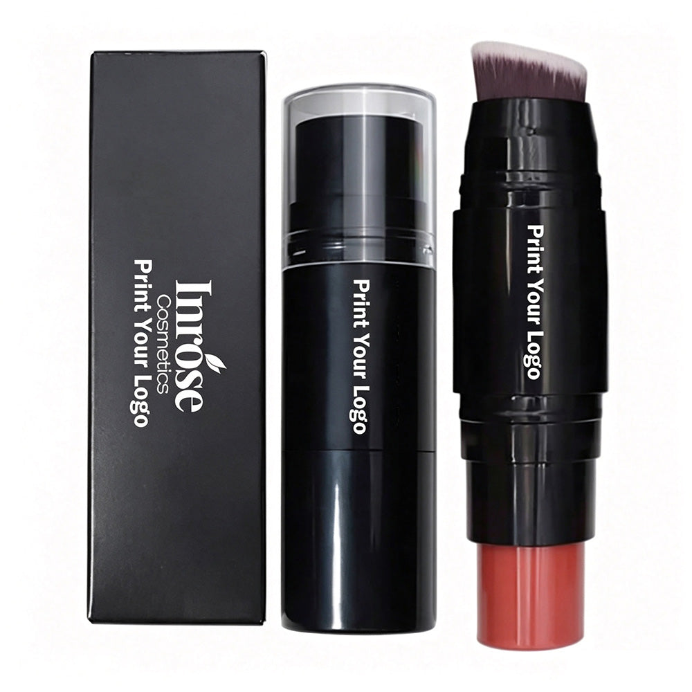 12 Color 2 In 1 Blush Stick With Brush Cream Long Lasting Waterproof Vegan