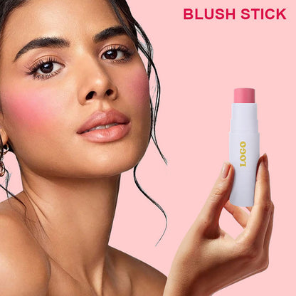12 Color 2 In 1 Blush Stick With Brush Cream Long Lasting Waterproof Vegan