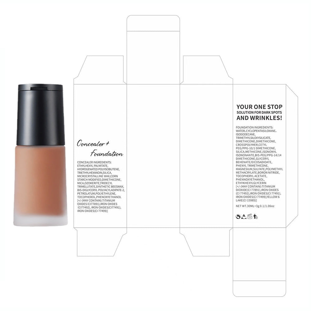 14-Color 2-in-1 Foundation & Concealer Full Coverage Moisturizing Primer High Pigment