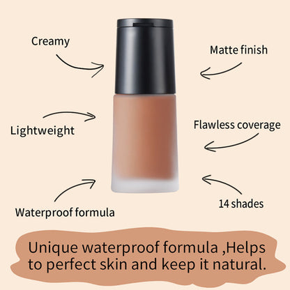 14-Color 2-in-1 Foundation & Concealer Full Coverage Moisturizing Primer High Pigment