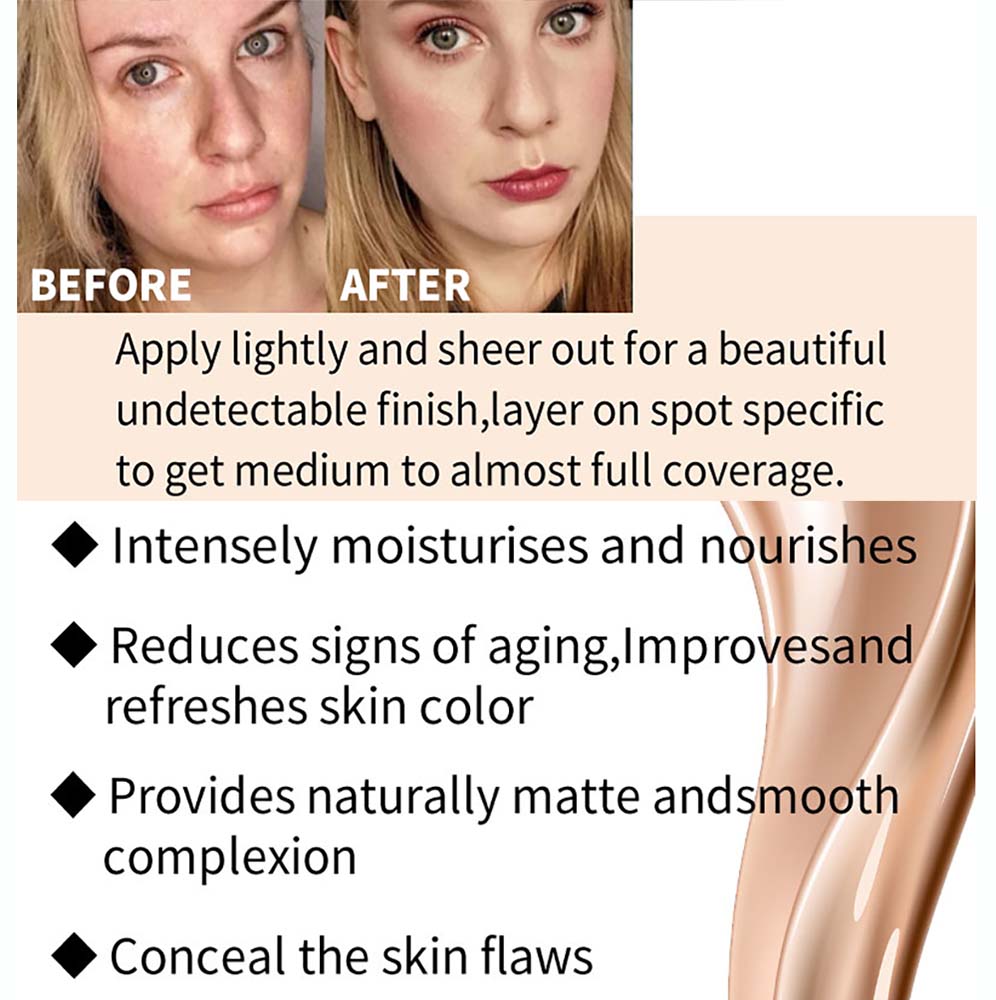 14-Color 2-in-1 Foundation & Concealer Full Coverage Moisturizing Primer High Pigment