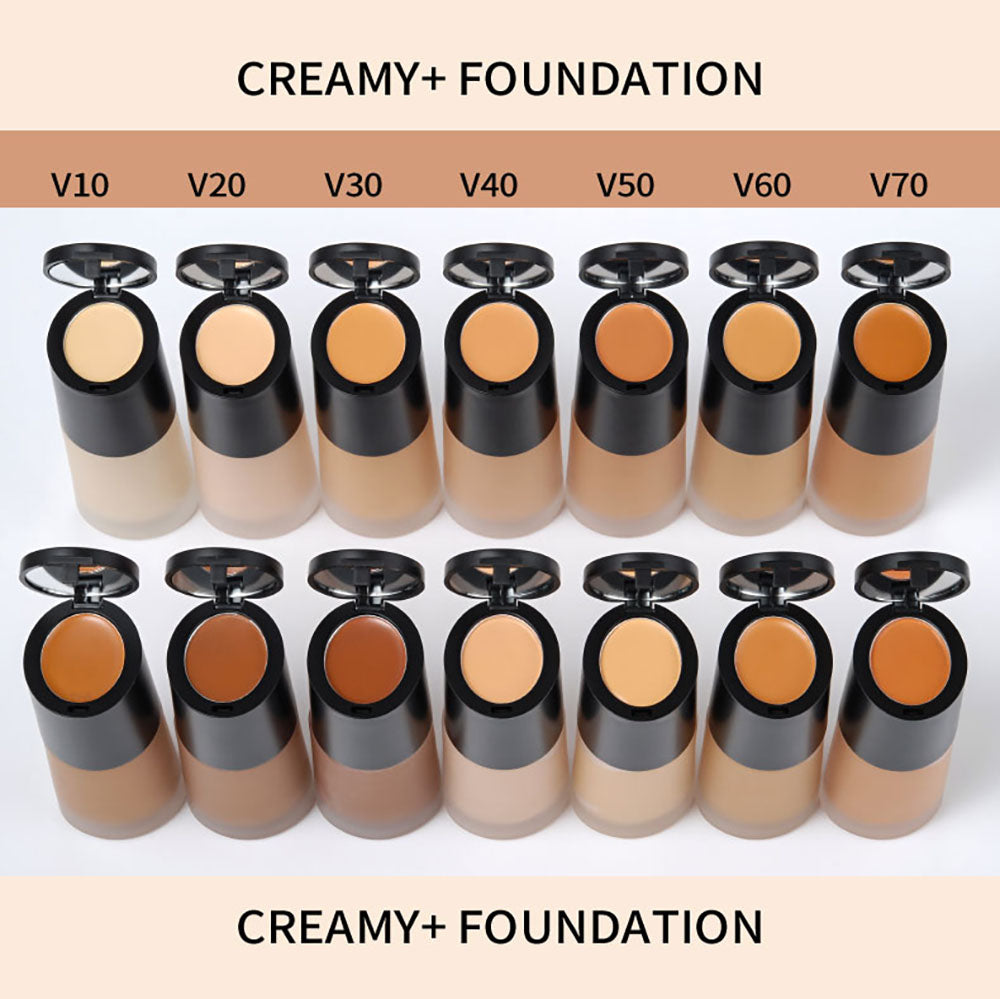14-Color 2-in-1 Foundation & Concealer Full Coverage Moisturizing Primer High Pigment