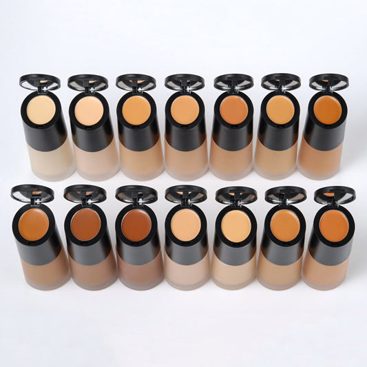 14-Color 2-in-1 Foundation & Concealer Full Coverage Moisturizing Primer High Pigment