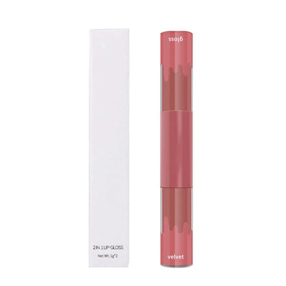 6 color matte lipstick+velvet lipstick double-headed long lasting