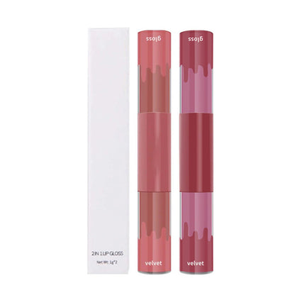 6 color matte lipstick+velvet lipstick double-headed long lasting