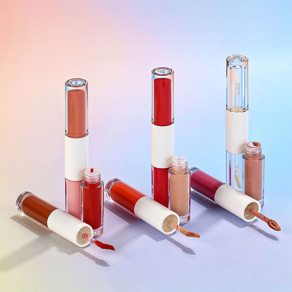 27-Color 2-in-1 DUO Lip Gloss Nude Shimmer with Double Heads Hot Selling