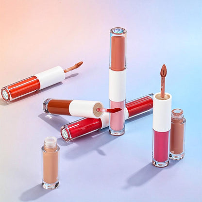 27-Color 2-in-1 DUO Lip Gloss Nude Shimmer with Double Heads Hot Selling