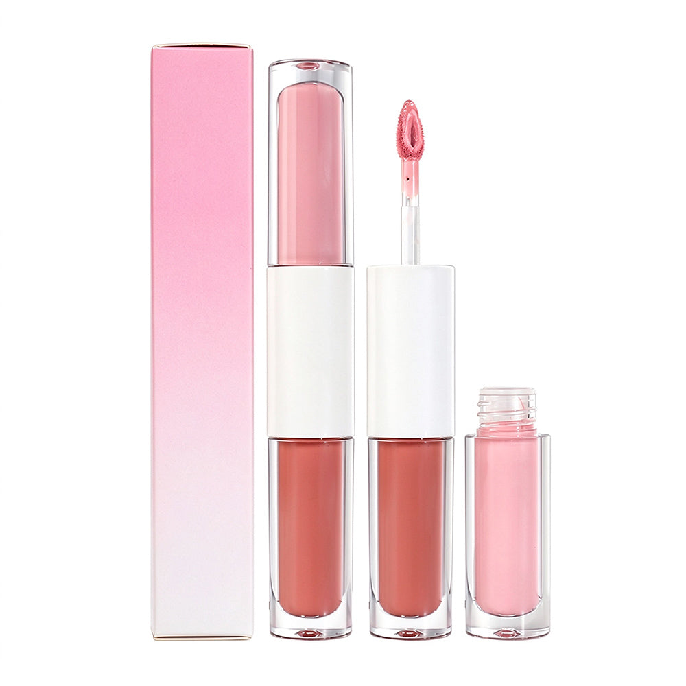27-Color 2-in-1 DUO Lip Gloss Nude Shimmer with Double Heads Hot Selling