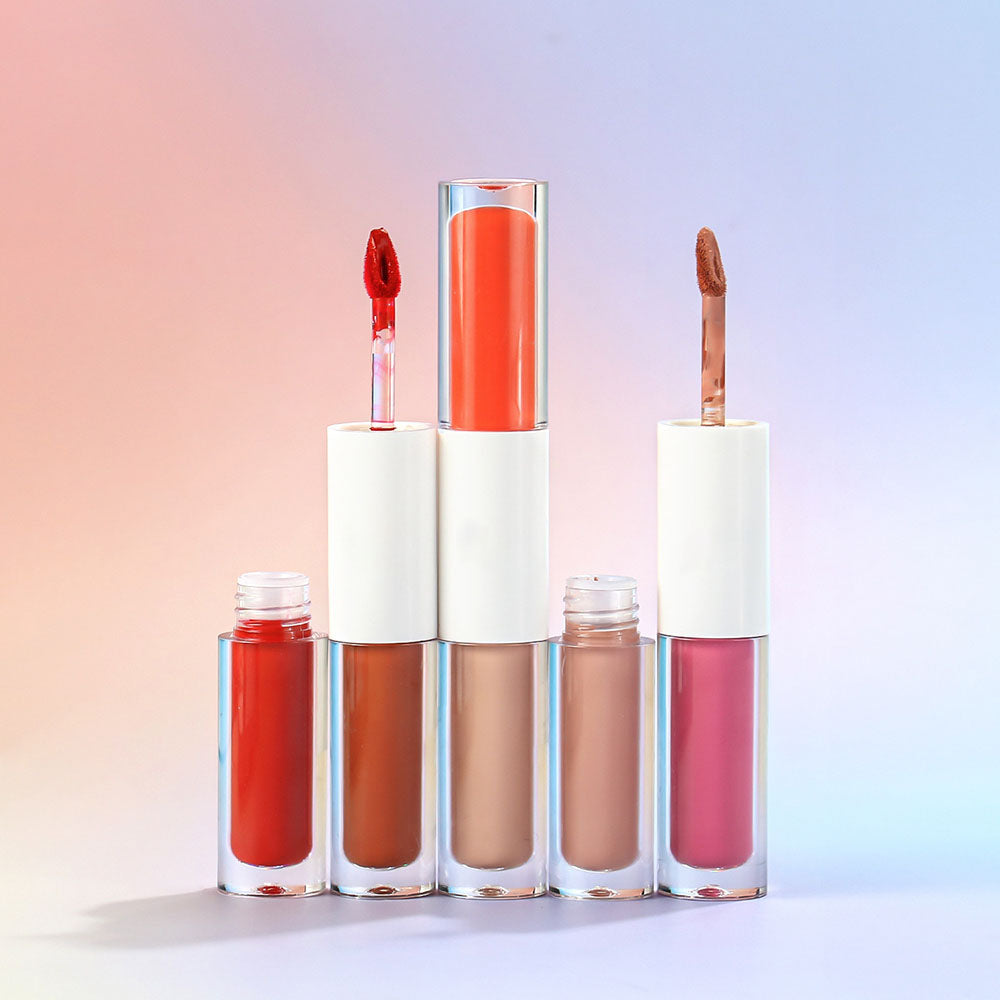 27-Color 2-in-1 DUO Lip Gloss Nude Shimmer with Double Heads Hot Selling