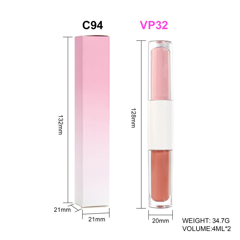 27-Color 2-in-1 DUO Lip Gloss Nude Shimmer with Double Heads Hot Selling