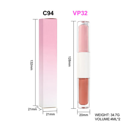 27-Color 2-in-1 DUO Lip Gloss Nude Shimmer with Double Heads Hot Selling