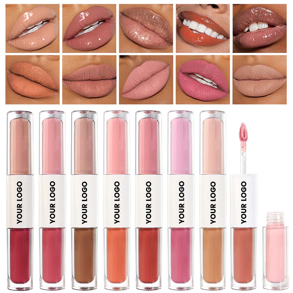 27-Color 2-in-1 DUO Lip Gloss Nude Shimmer with Double Heads Hot Selling