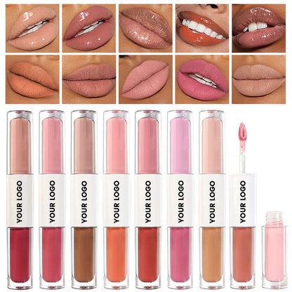 27-Color 2-in-1 DUO Lip Gloss Nude Shimmer with Double Heads Hot Selling